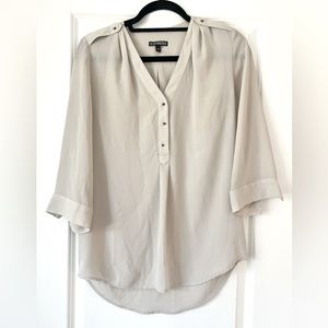 Express Relaxed Fit Portofino Half Button Up Blouse